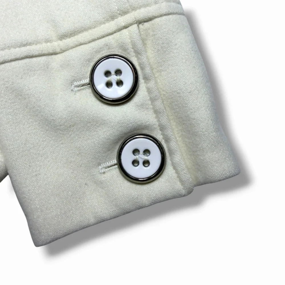 Vintage Guess Jeans Small Beige Wool Blend Peacoat Big Buttons Y2K Coat